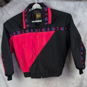 VTG Davis James Southwestern Aztec Pattern Western Bomber Jacket - Made in USA​